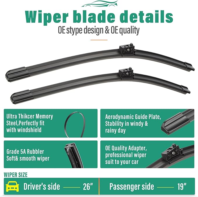 26" 19" 11" Windshield Wiper Blades Replacement - Image 3