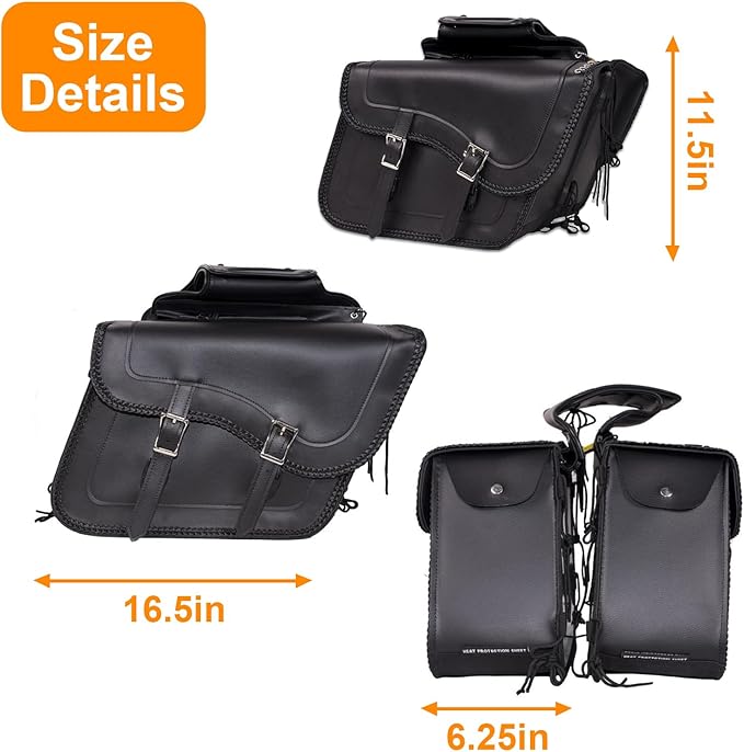 GARGOYLE BELLS Motorcycle Saddle Bags Synthetic Leather Motorcycle Luggage Bag - Image 4