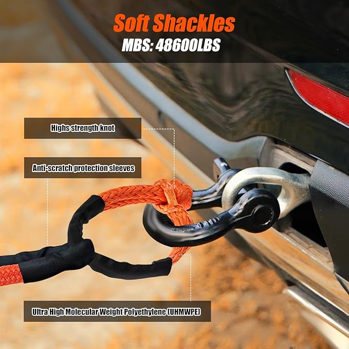 1" × 30ft Kinetic Recovery Tow Rope, Heavy Duty Offroad Towing Straps Kit - Image 5