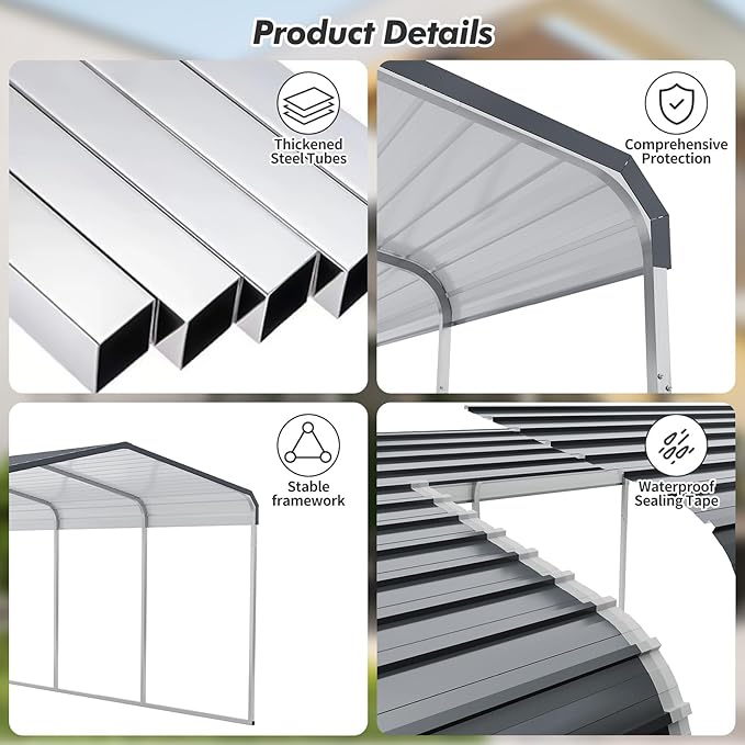 Carport Canopy 12x20 FT Heavy Duty Metal Carport Kit – Outdoor Portable Garage - Image 7