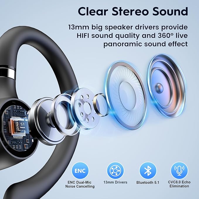 New bee Bluetooth Headset, 72H Talktime Wireless Bluetooth Earpiece - Image 9
