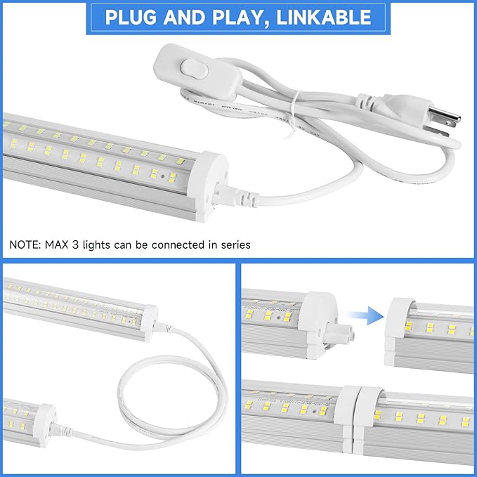 8FT U Shape 125W Integrated Tube Bright LED Light, 6500K Clear White, 20000LM - Image 5