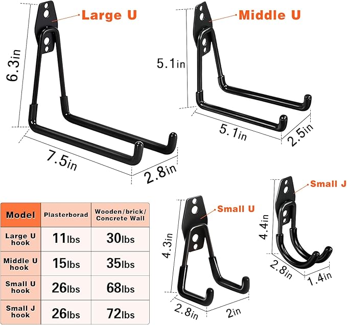 Garage Hooks, 16 Pack Garage Hooks Heavy Duty, Utility Steel Garage Storage - Image 2