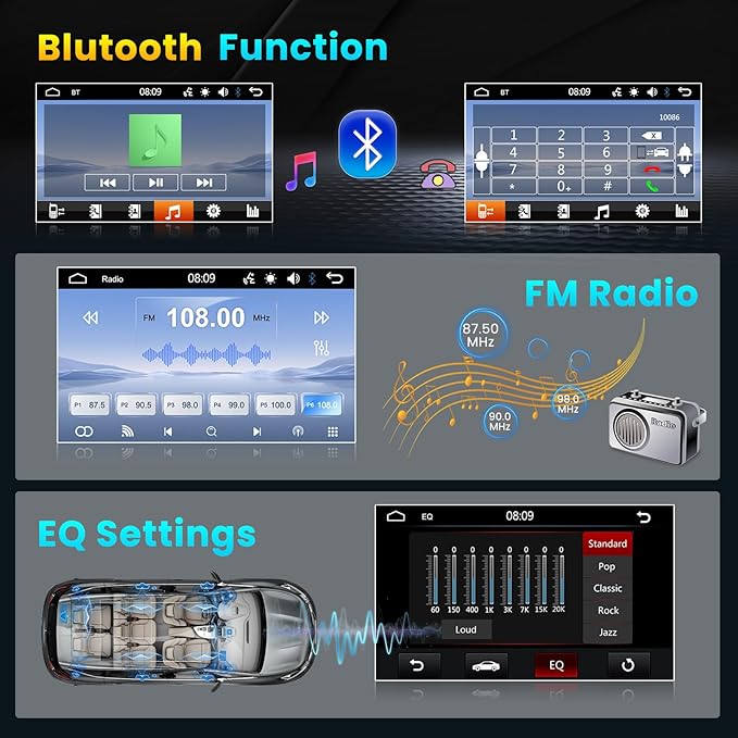 Double Din Car Stereo with 7 Inch HD Touchscreen Radio with Mirror Link Video - Image 3