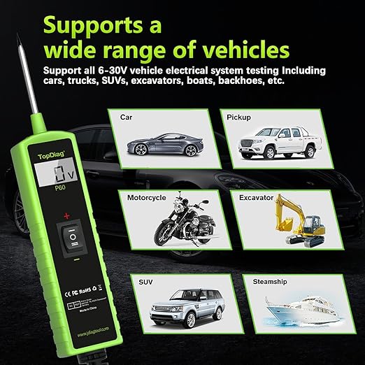 Test Light Automotive Electrical Tool, Topdiag P60 Car Circuit Tester, 12V 24V - Image 6
