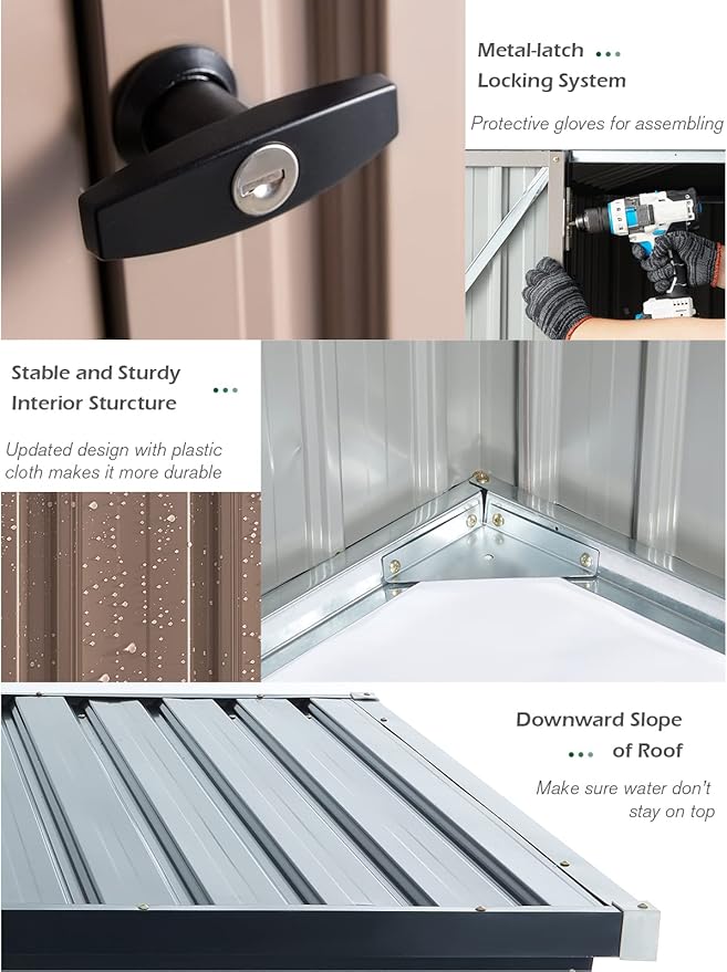 AECOJOY 7' x 7' Metal Storage Shed - Image 4