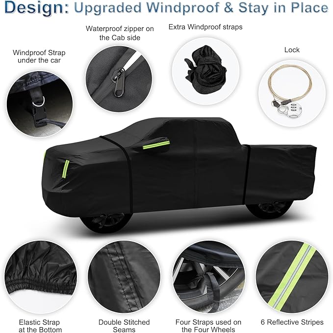 for Chevy Silverado 1500 Crew Cab 6.6 ft. Bed Truck Cover, Waterproof All - Image 2