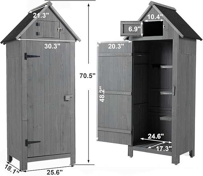 30.3" L X 21.3" W X 70.5" H Outdoor Storage Shed - Image 2
