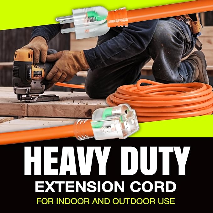 10ft Outdoor/Indoor Extension Cord 10/3 Gauge Ultra Heavy Duty 3 Prong SJTW - Image 7