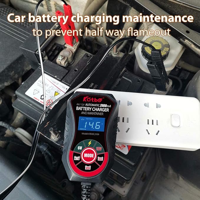 KATBO Battery Charger, 2Amp Battery Maintainer, car Battery Charger 6V 12V - Image 4