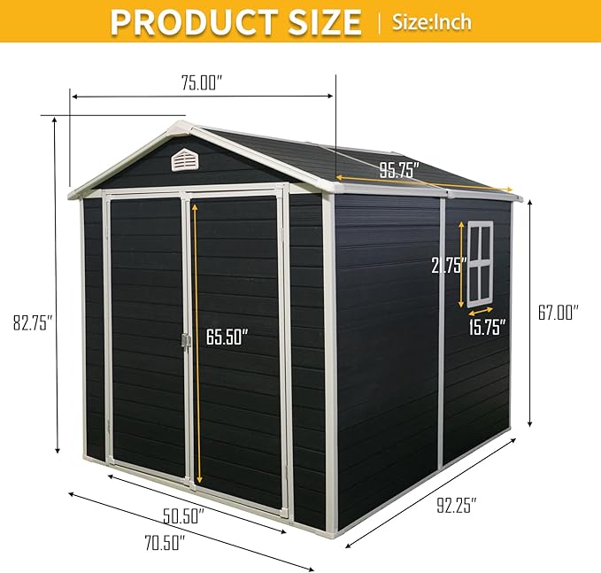 6x8 FT Outdoor Storage Resin Shed - Image 8