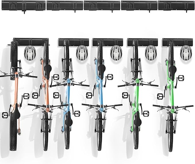 VEVOR Bike Storage Rack, 6 Bike Racks and 5 Helmets Hooks, Wall Mount Bike by VEVOR