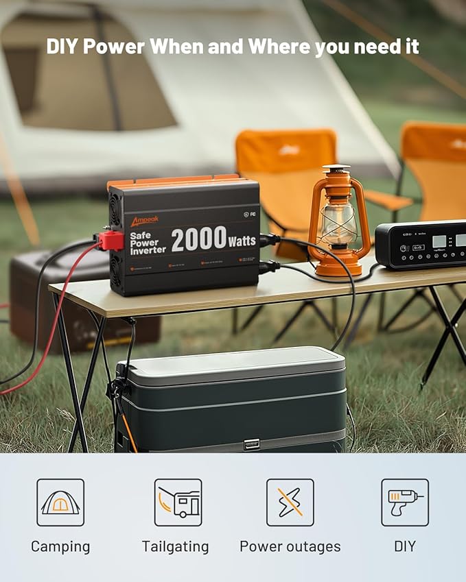 Ampeak 2000W Power Inverter, Inverter 12V to 110V Modified Sine Wave, High - Image 6