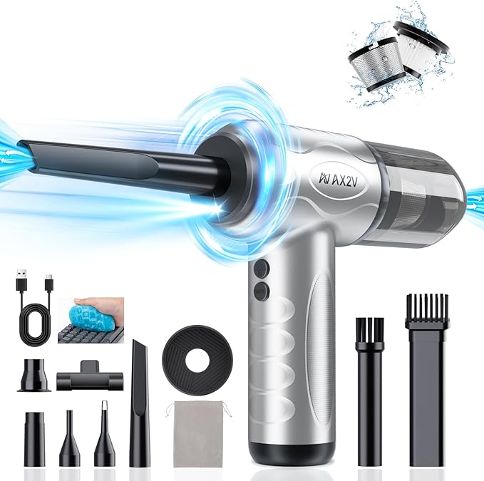 2-in-1 Car Vacuum & Air Duster, 70W/16kpa/1200000RPM/35 Mins, High Powerful by AX2V-DirectACCESSORYTOVEHICLE