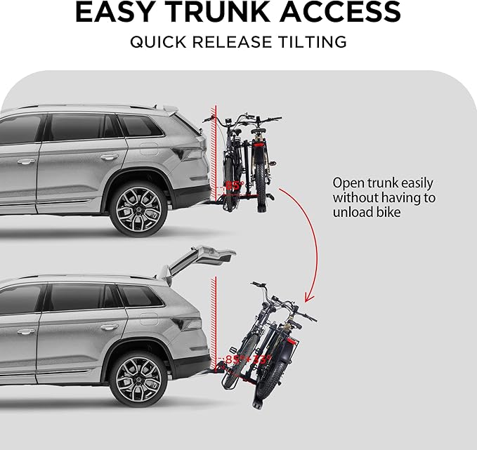 Rockland Foldable 2-Ebike Rack, 200 lbs Capacity, Hitch Mount Electric Bike Rack - Image 5