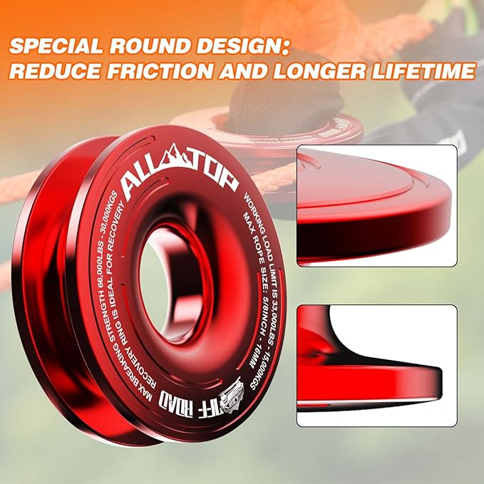 ALL-TOP Recovery Ring 66000 LBS Winch Snatch Towing Ring, Tackle Pulley System - Image 3