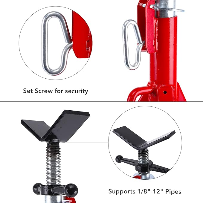 Towallmark V Head Pipe Jack Stand, 28-52 Inch Adjustable Height, 1/8"-12" - Image 3