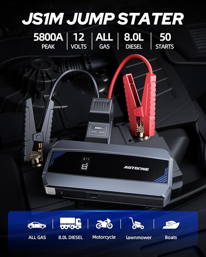 AUTOONE Car Jump Starter 5800A Battery Booster, Portable Battery Pack - Image 2