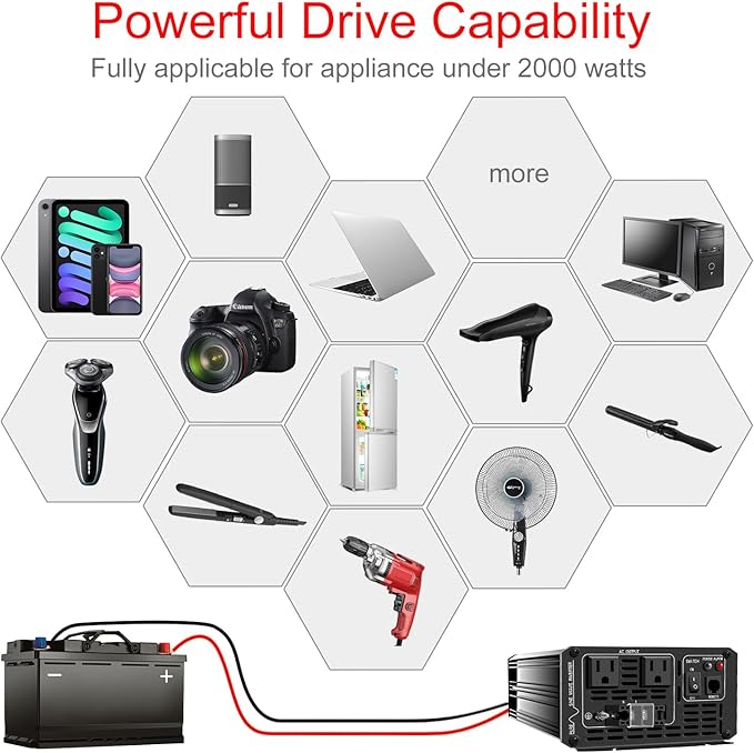 Xijia 2000W Pure Sine Wave dc to ac Inverter Remote Switch DC 24V to AC 120V - Image 8