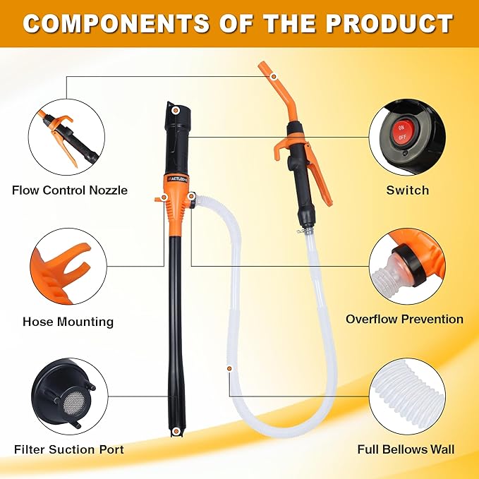 Portable Power Battery Pump, Battery Powered Electric Siphon Pump - Image 3