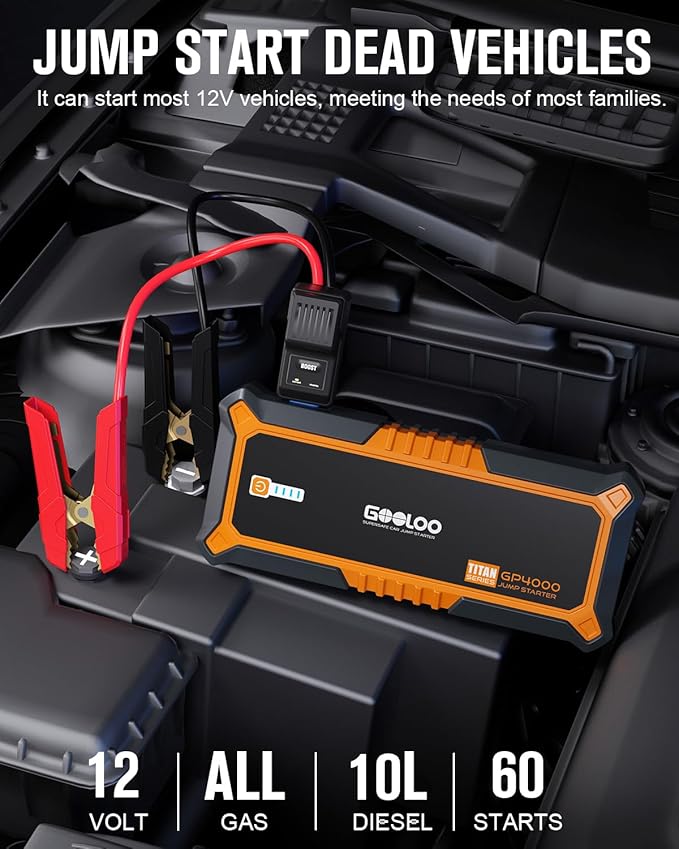 GOOLOO 4000A Peak Car Jump Starter 12V Auto Battery Booster SuperSafe Lithium - Image 2