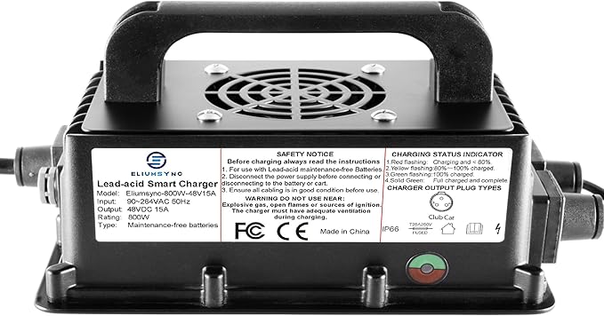 800W Lead Acid Battery Charger 48 Volt 15 AMP 3-Pin Round Plug Club Car Golf - Image 4