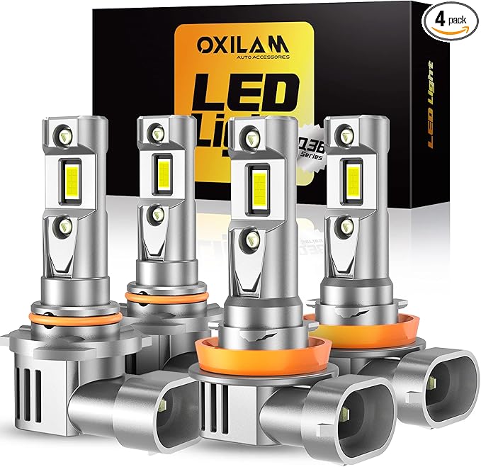 OXILAM H11 9005 Light Bulbs Combo, 70000lm 900% Brighter 6500K Cool White Light by OXILAMDIRECT