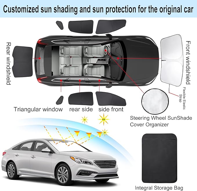 TINGLU Window Shades for Hyundai Sonata Sedan 2015 2016 2017 2018 2019 - Image 3