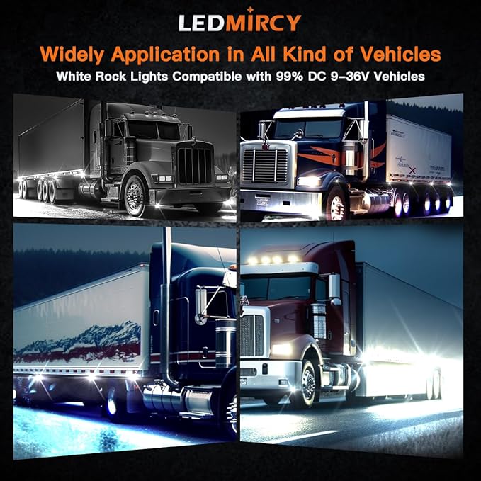 R3 White LED Rock Lights Kit 12PCS - Image 7