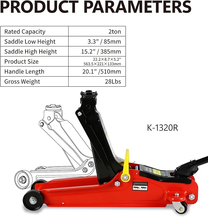 5 Piece Car Truck Floor Jack Service, Hydraulic Trolley Floor Jack & Jack - Image 2