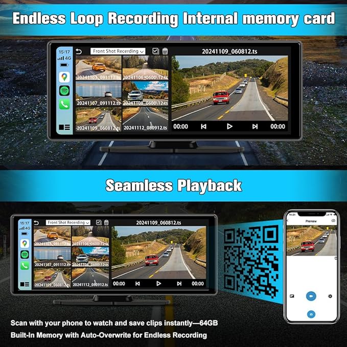 10.26" Portable Carplay Screen for Car, Wireless Carplay & Android Auto Car - Image 6