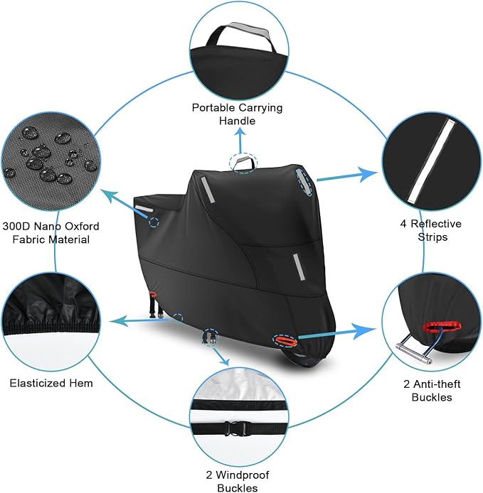 Motor Bike Cover Waterproof Outdoor, Motorbike Scooter Moped Cover Sun Rain - Image 3