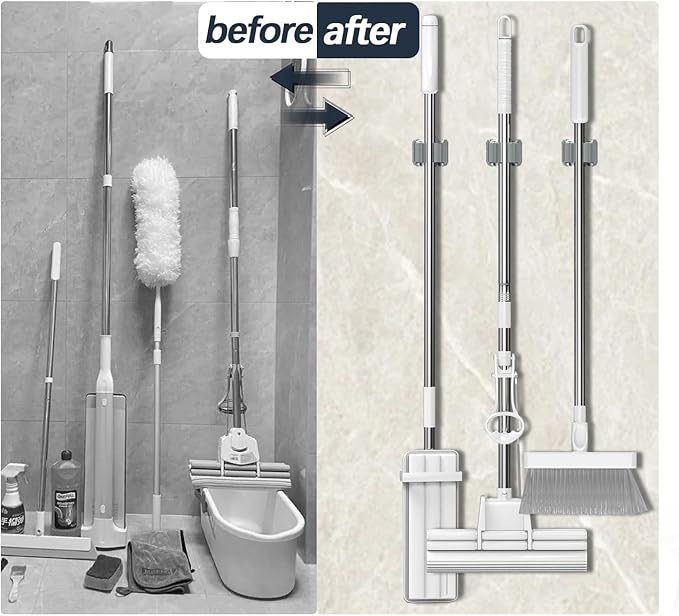 3-H 45 Pack Mop and Broom Holder Wall Mount Big Size Hanging 1 KG Extra - Image 6