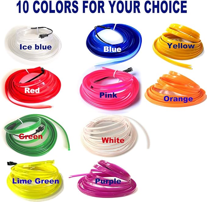 El Wire Orange Interior Car LED Strip Lights, 5M Neon Wire USB 5V - Image 7