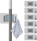 6 Pack Stainless Steel Mop and Broom Holders – Wall Mounted Grippers by Unknown