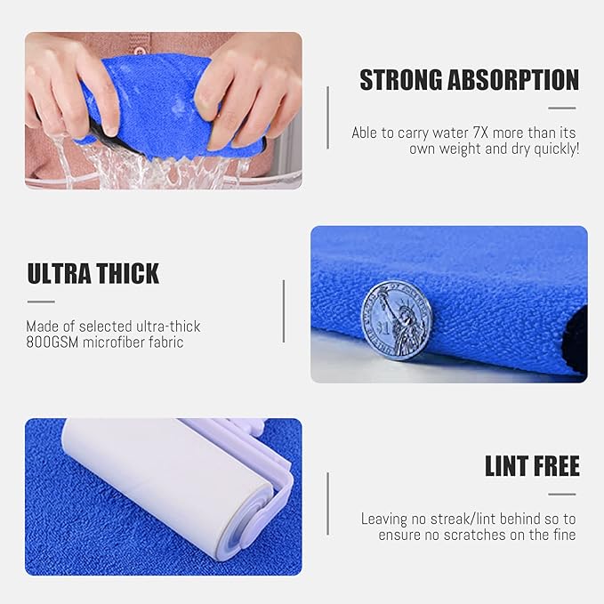Airlab Microfiber Towels for Cars Wash Drying Thick Plush Cleaning Cloth Auto - Image 2