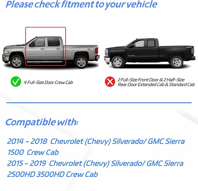 in Channel Rain Guards for 2014-2018 Chevy Silverado/GMC Sierra 1500 Crew Cab - Image 2