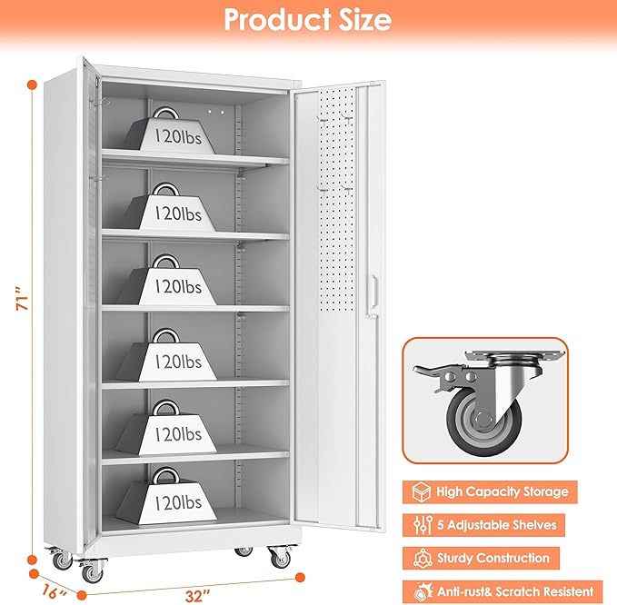 71" H×32" W×16" D Garage Storage Cabinet - Image 3