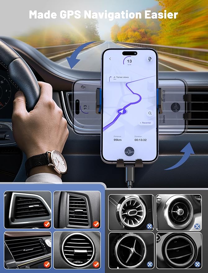 Wireless Car Charger, MOKPR Auto-Clamping Car Mount 15W/10W/7.5W Fast Charging - Image 3