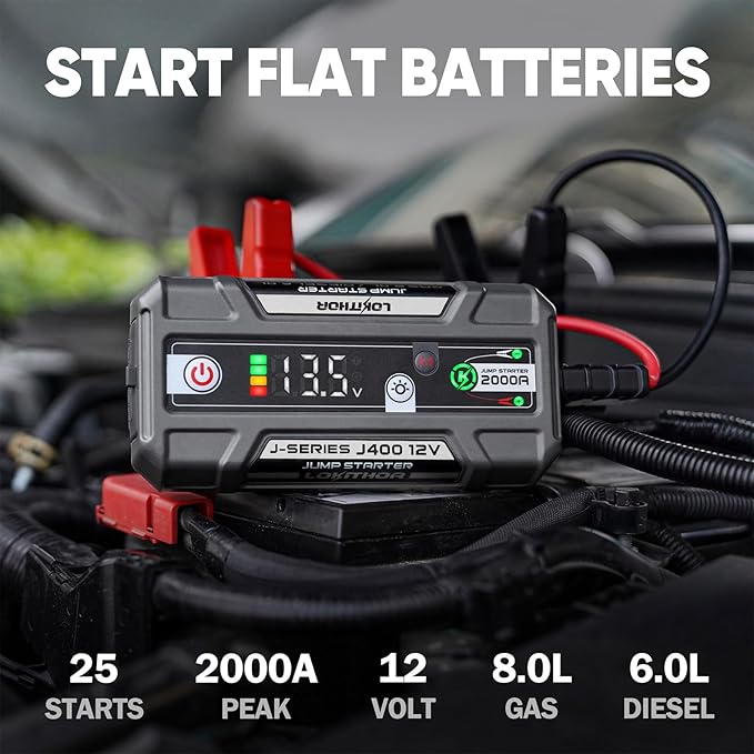 J400 2000A 12V Portable Lithium Jump Starter, Car Battery Booster Pack - Image 3