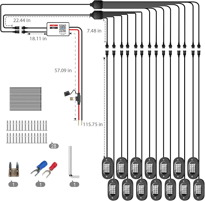 Honalia Rock Lights for Trucks 14 pods, RGB Truck Rock Lights - Image 6