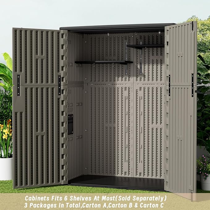 KINYING Outdoor Vertical Storage Shed, 57 Cu.ft Outdoor Storage Cabinet - Image 8