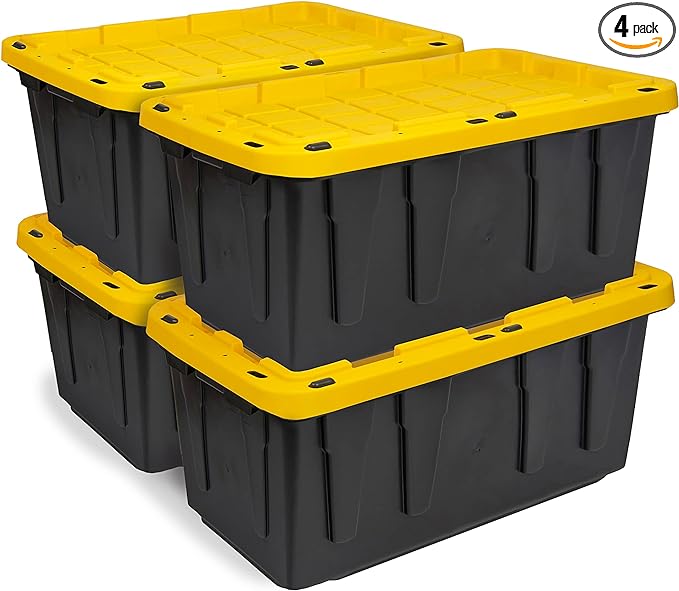 BLACK & YELLOW, 17-Gallon Heavy Duty Tough Storage Container & Snap-Tight Lid by BLACKYELLOW