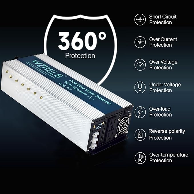 WZRELB 3500W Pure Sine Wave Inverter, Car Power Inverter 36V DC to 110V 120V AC - Image 5