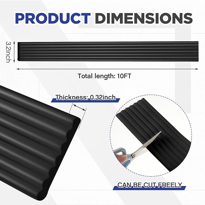 Garage Wall Protector 3.15in x 10ft Self-Adhesive Rubber Bumper Protectors Strip - Image 2