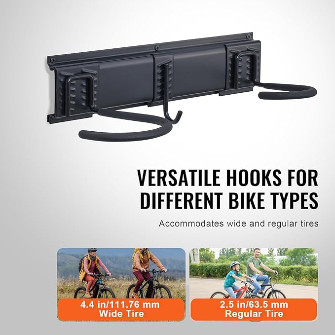 VEVOR Bike Storage Rack, 6 Bike Racks and 3 Helmets Hooks, Wall Mount Bike - Image 4