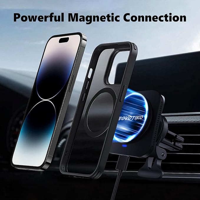 15W Magsafe Car Mount Charger, Magnetic Phone Holder - Image 2