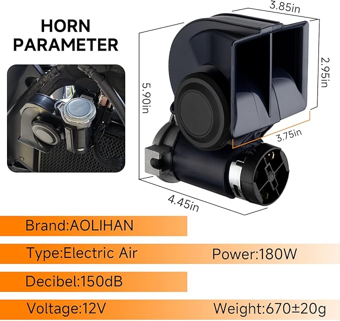 Air Horn, 12V 150DB Loud Train Horn kit - Image 3