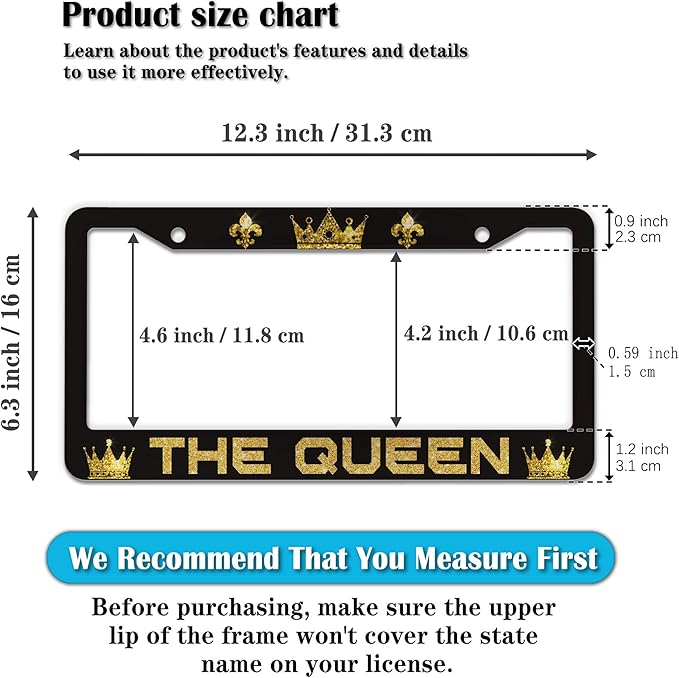License Plate Frames Black Yellow Automotive Exterior Accessories The Queen - Image 2