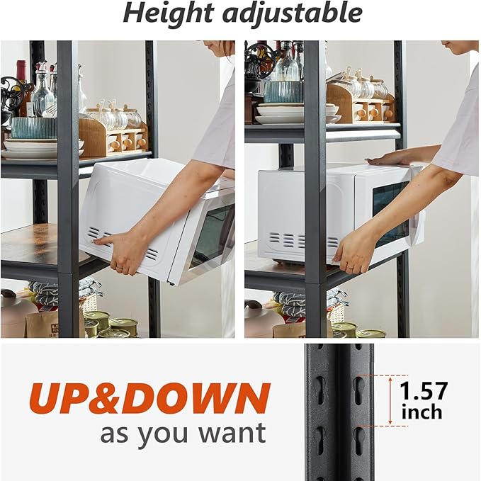 REIBII Storage Shelves 2500LBS Metal Shelving Adjustable Garage Shelving 5 Tier - Image 8